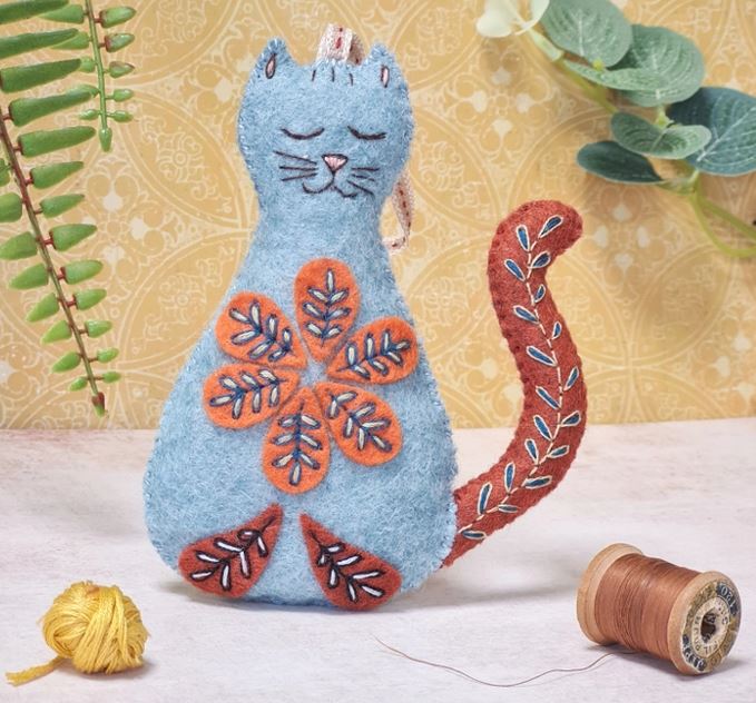Cat Folk Embroidered Felt Kit image 0