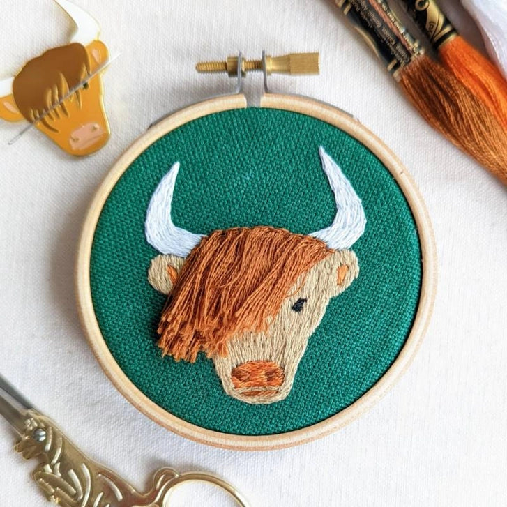 Highland Coo Embroidery Kit image 0