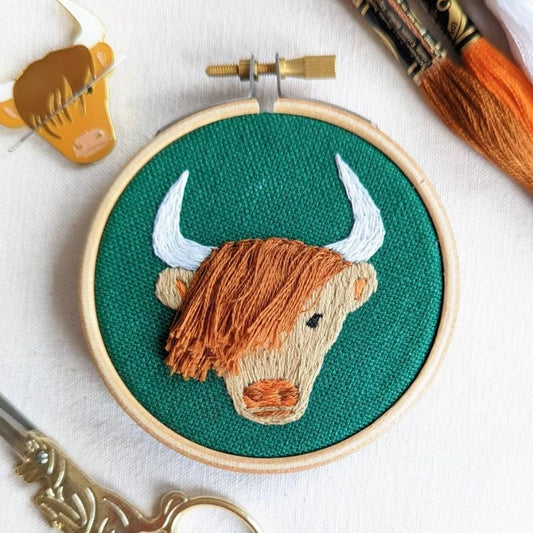 Highland Coo Embroidery Kit image 0