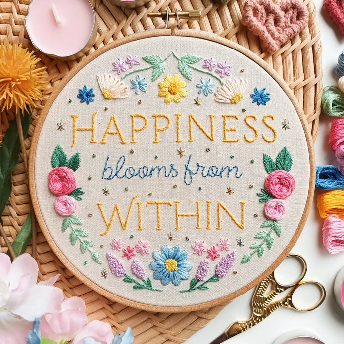 Happiness Blooms from Within - Beginner Embroidery Kit image 0