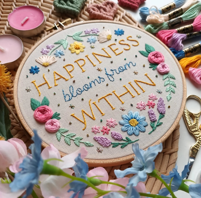 Happiness Blooms from Within - Beginner Embroidery Kit image 1