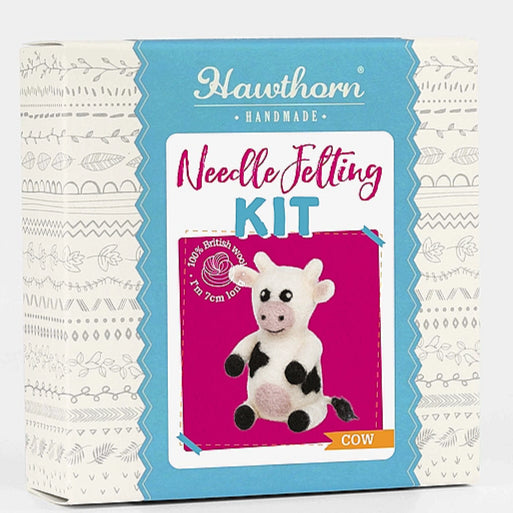 Hawthorn Handmade Needle Felting Kit packaging with a cow design on a white background