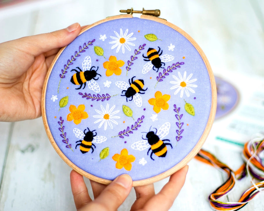 Bees and Lavender Embroidery Kit image 0